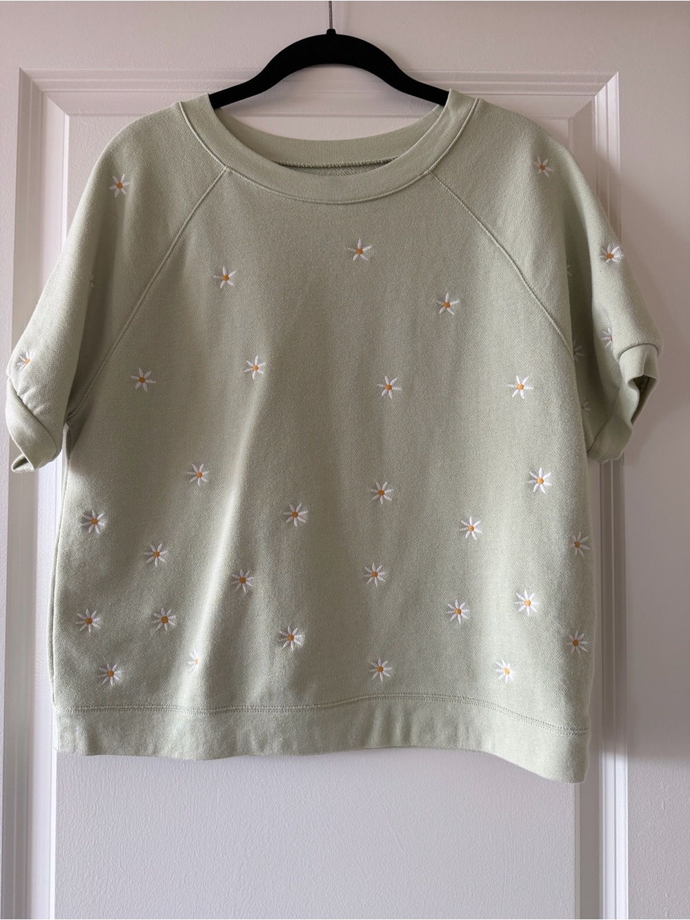 Madewell Daisy Embroidered Short-Sleeve Sweatshirt Size XS